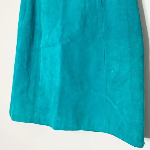 Vintage Outerwear By Phoenix Turquoise Suede Pencil Skirt 9/10 Western - Picture 2 of 5